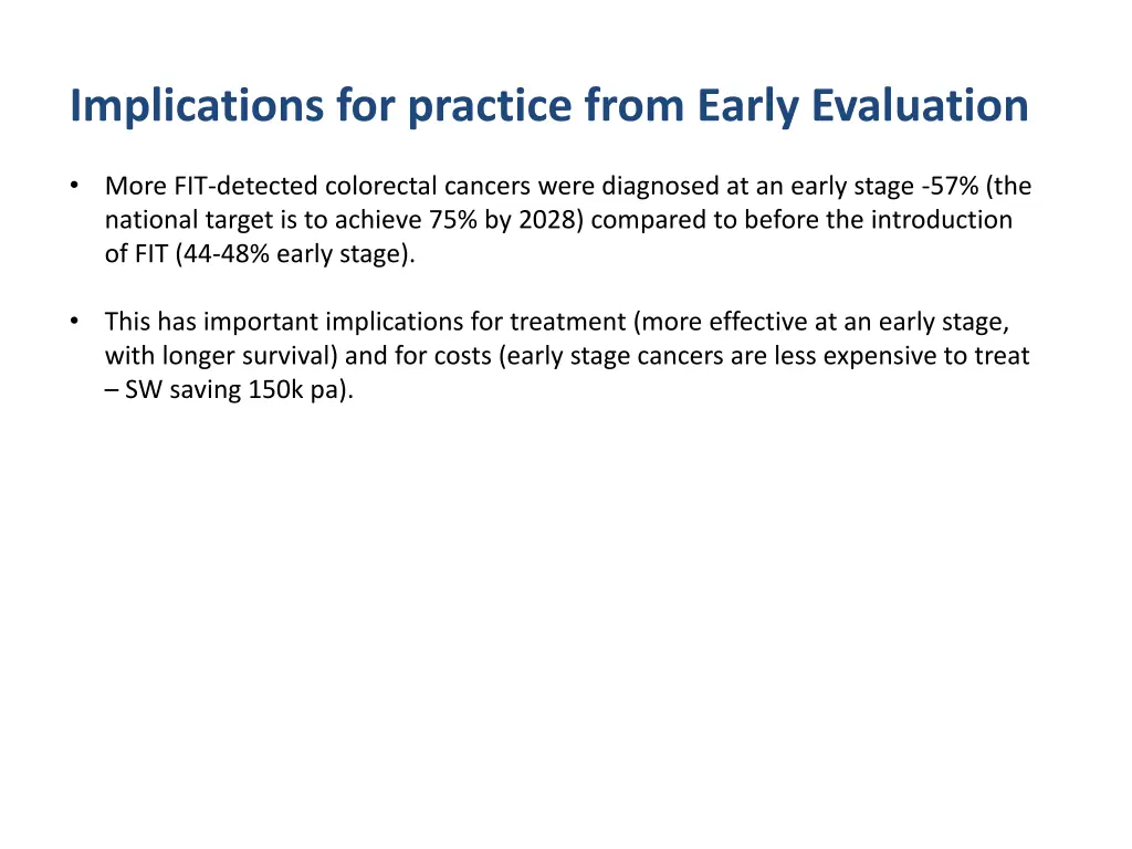 implications for practice from early evaluation 1