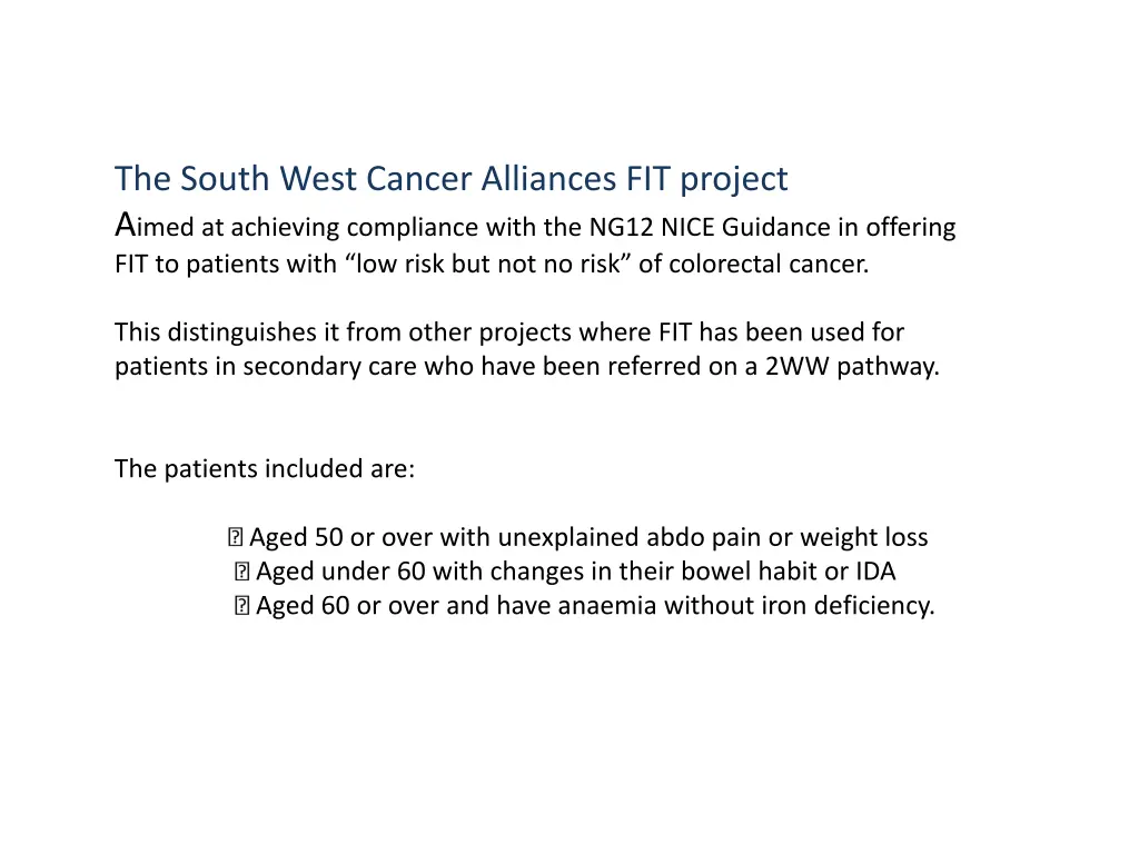 the south west cancer alliances fit project