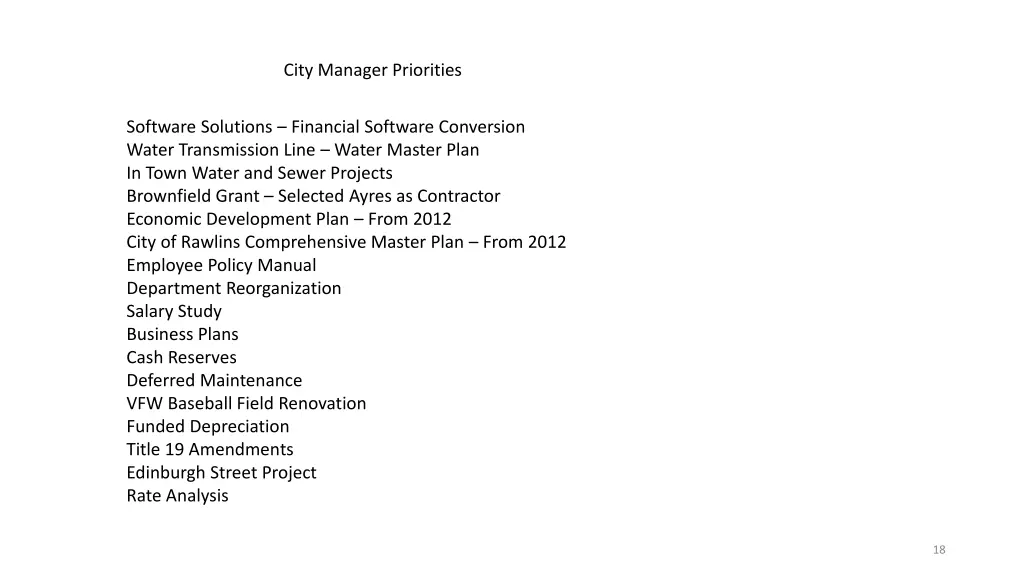 city manager priorities