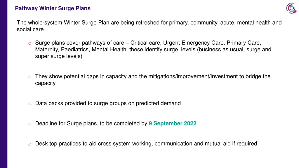 pathway winter surge plans