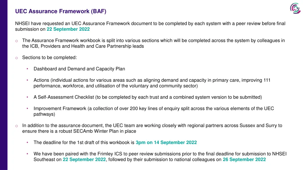 uec assurance framework baf