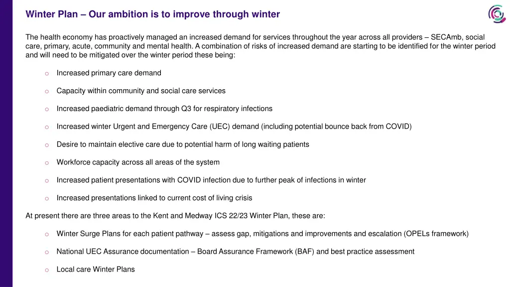 winter plan our ambition is to improve through