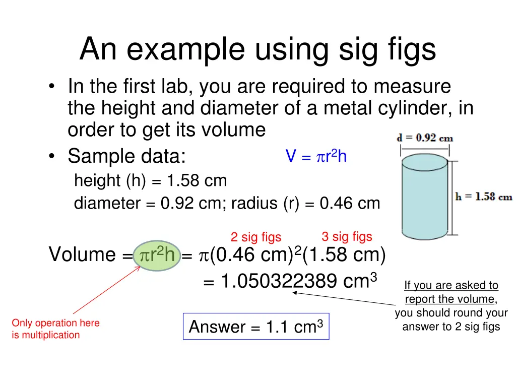 an example using sig figs in the first