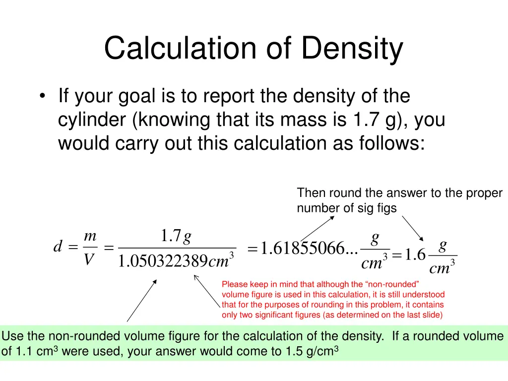 calculation of density