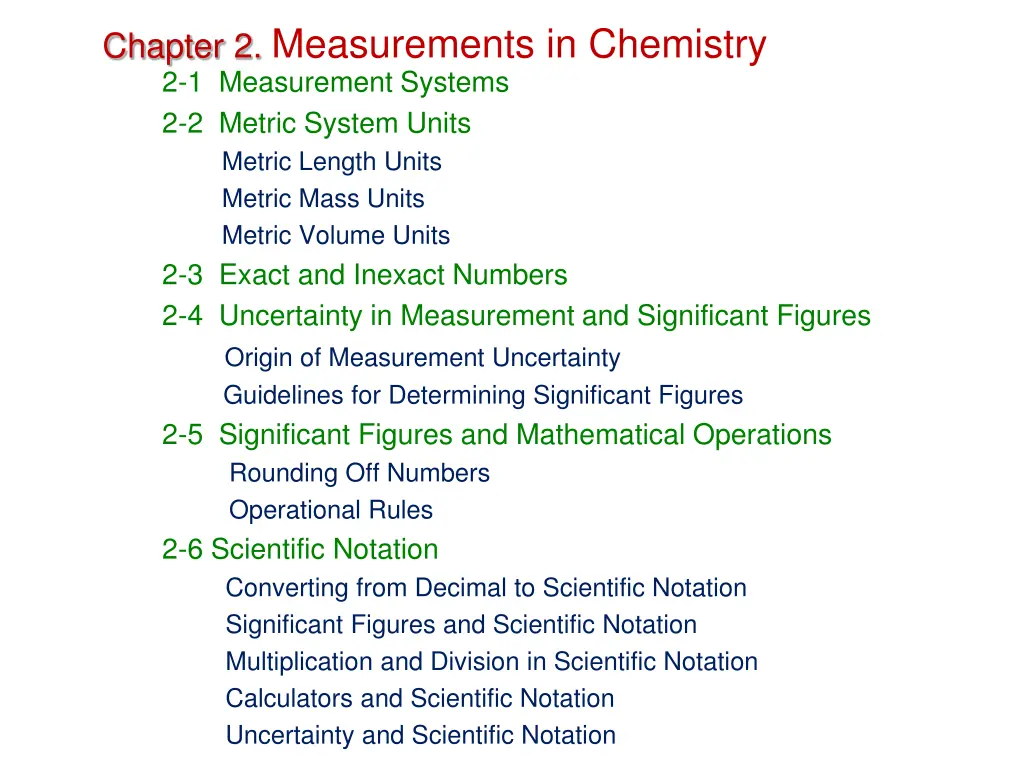 chapter 2 measurements in chemistry