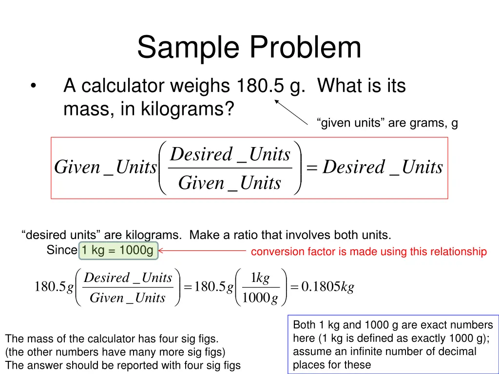 sample problem a calculator weighs 180 5 g what