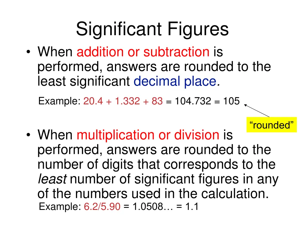 significant figures when addition or subtraction