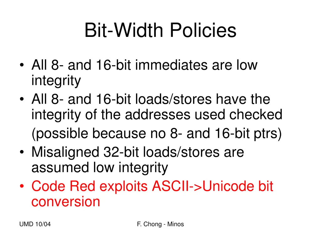 bit width policies