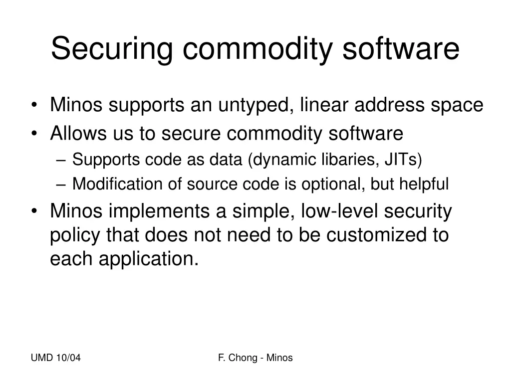 securing commodity software