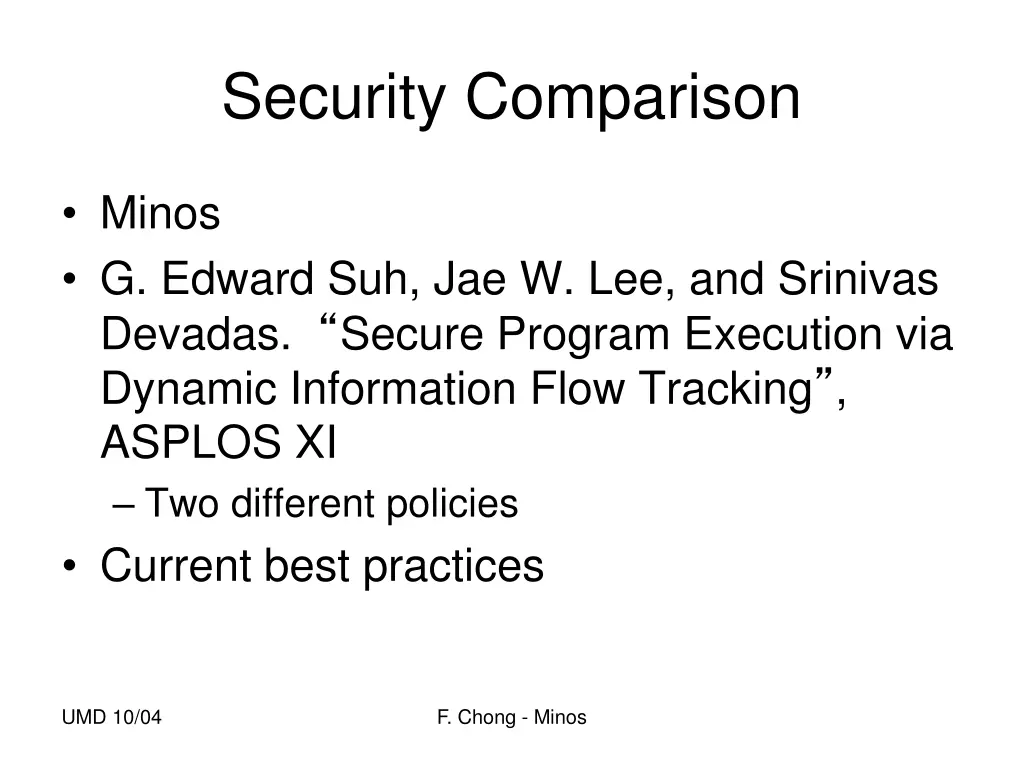 security comparison