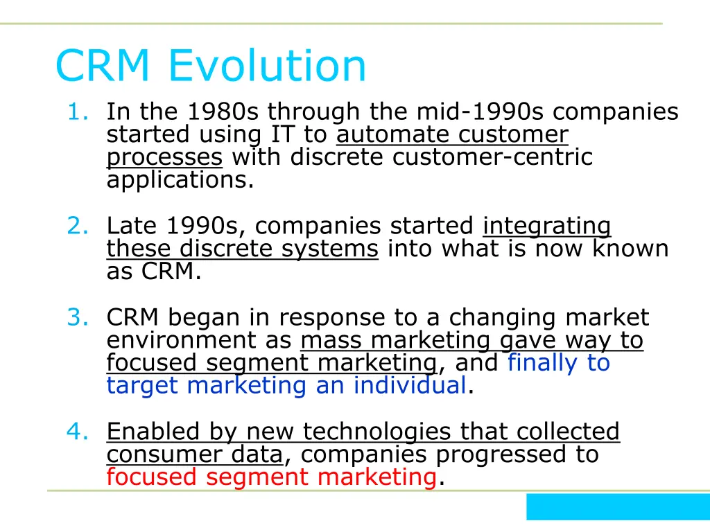 crm evolution 1 in the 1980s through