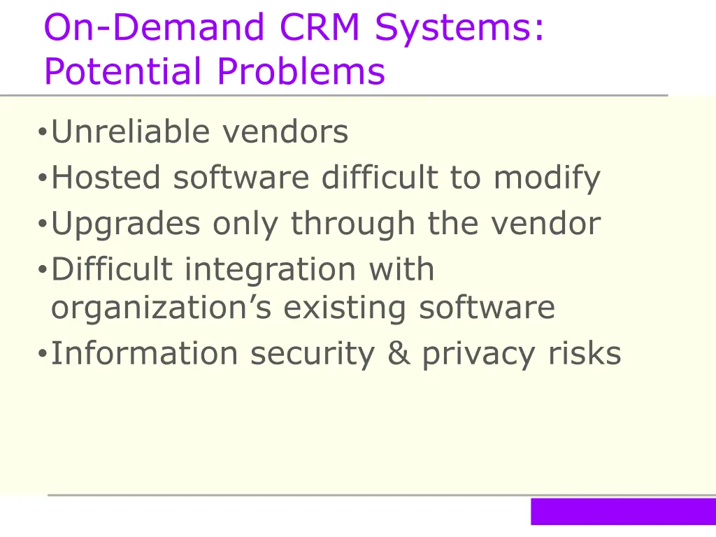 on demand crm systems potential problems