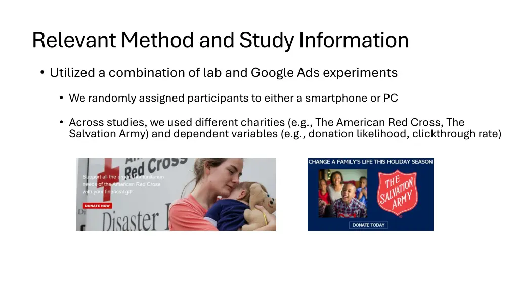 relevant method and study information