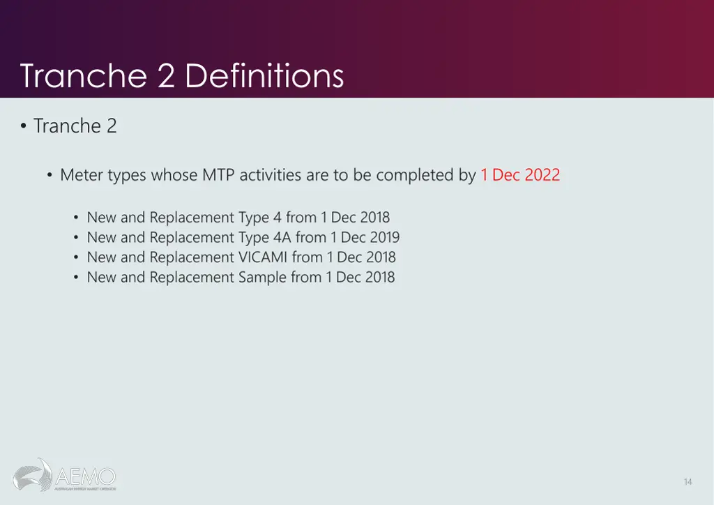 tranche 2 definitions