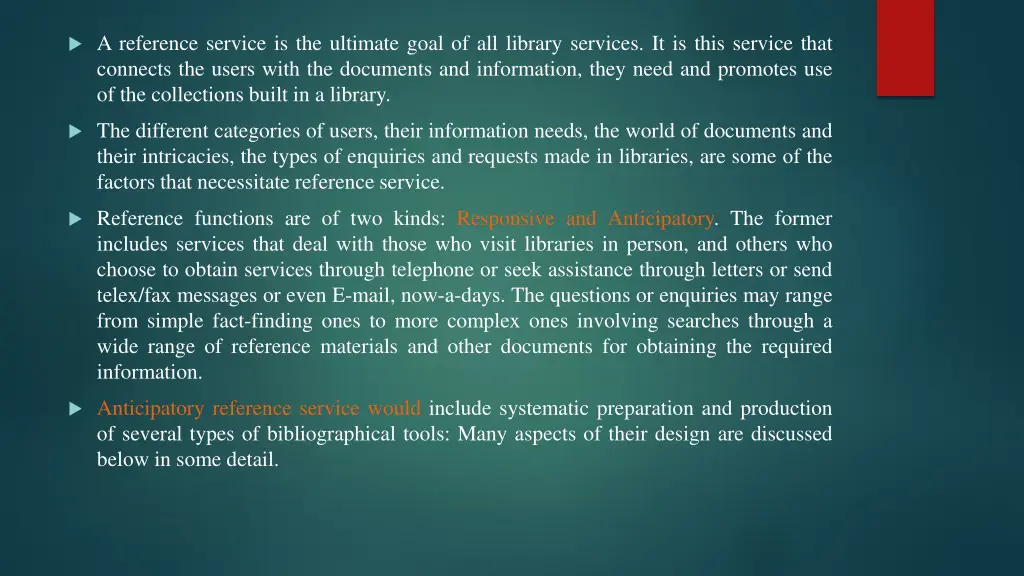 a reference service is the ultimate goal