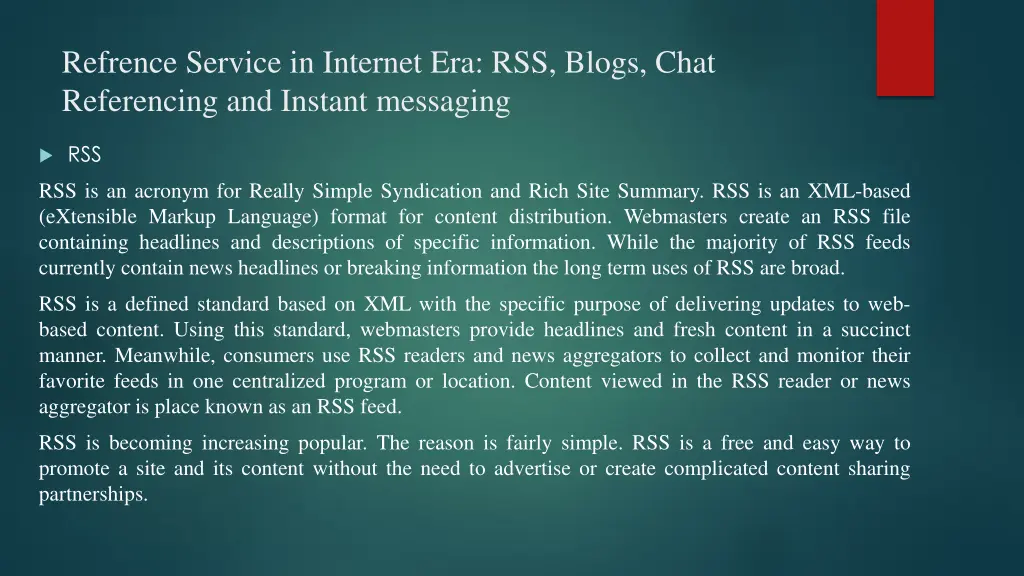 refrence service in internet era rss blogs chat