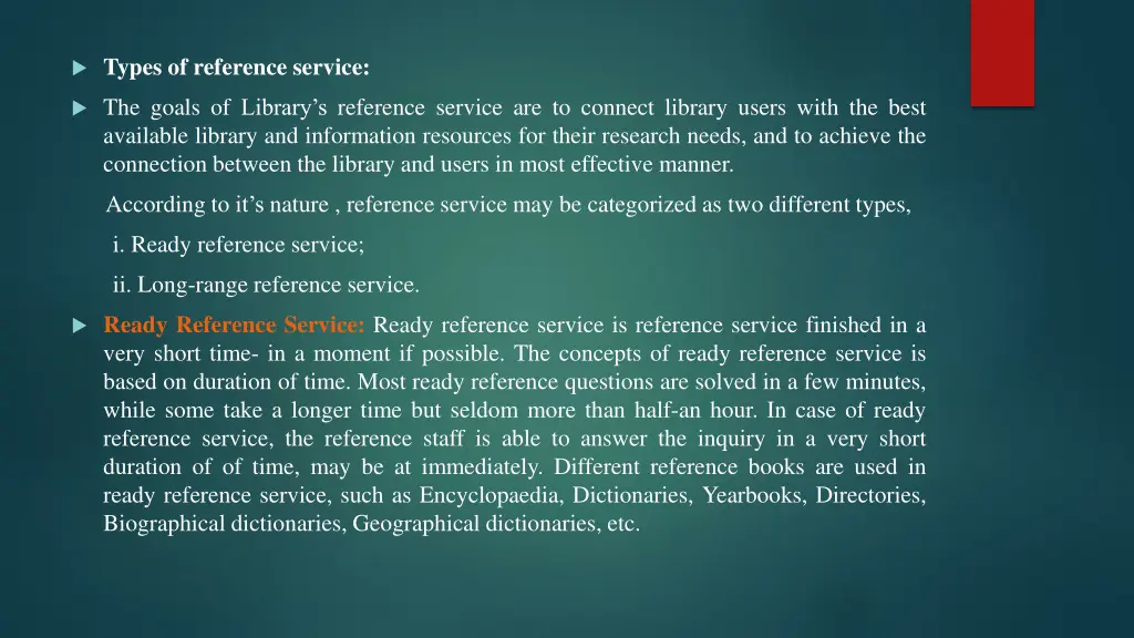 types of reference service