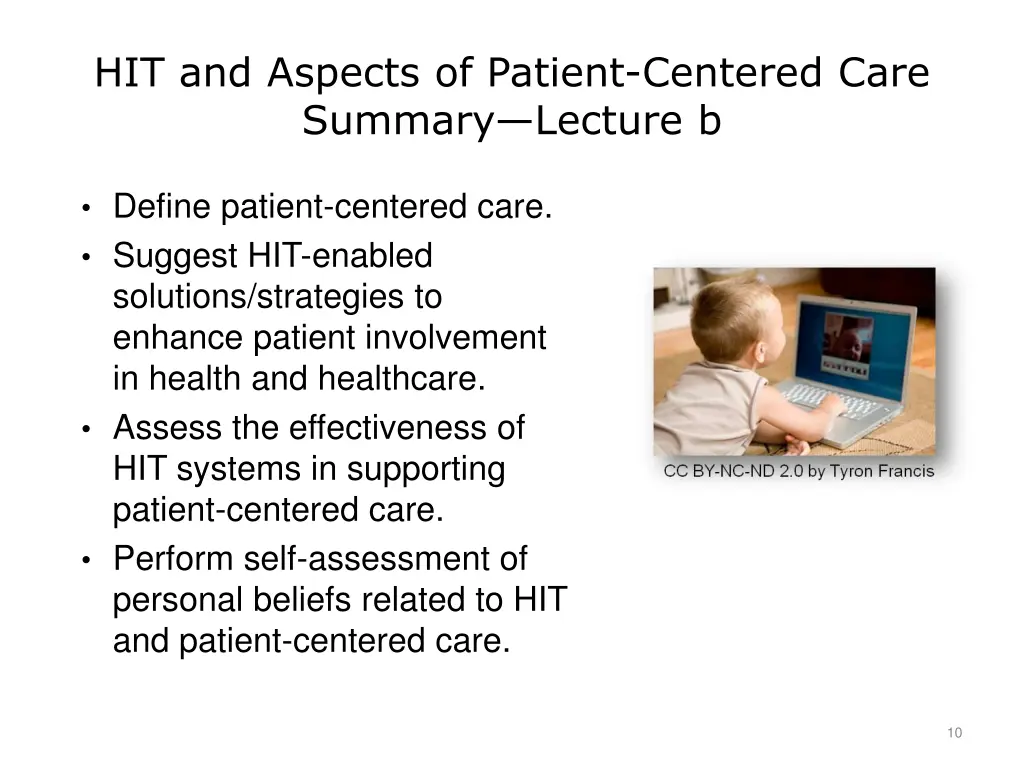 hit and aspects of patient centered care summary