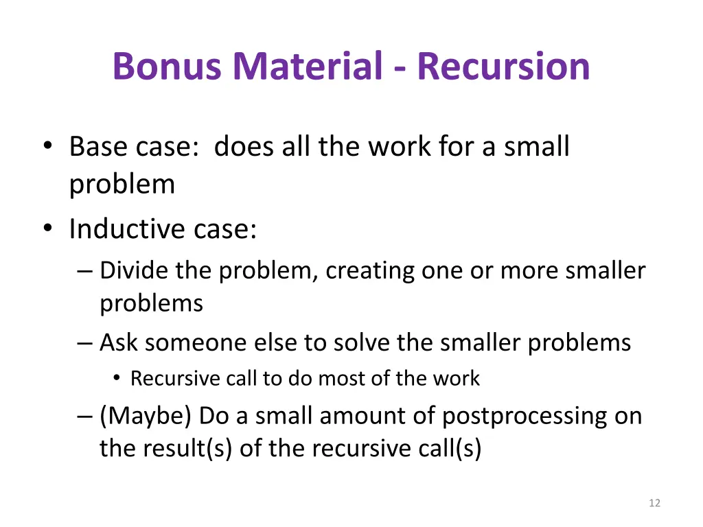bonus material recursion