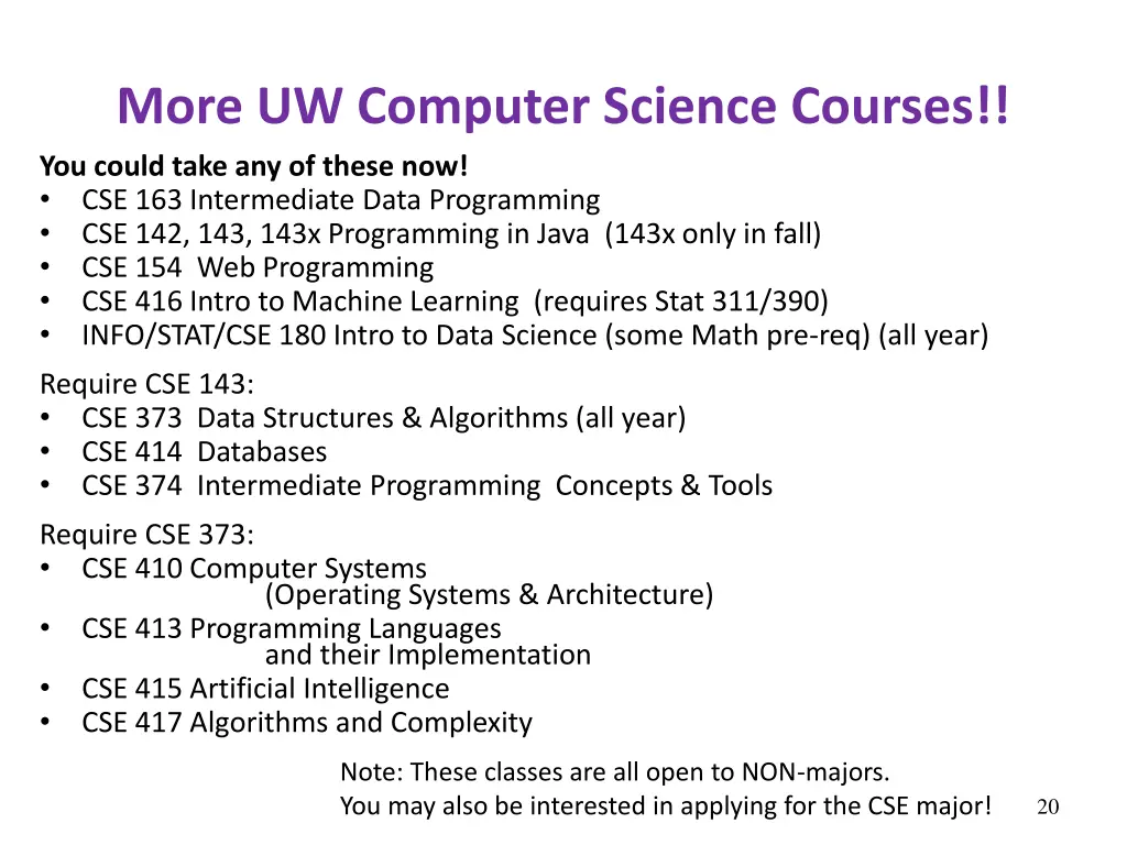 more uw computer science courses you could take