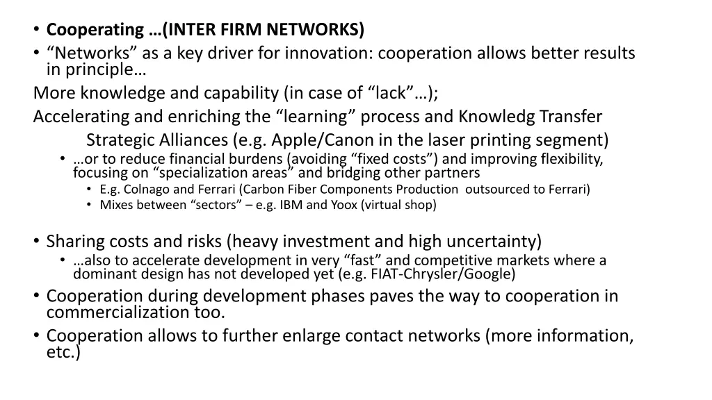 cooperating inter firm networks networks