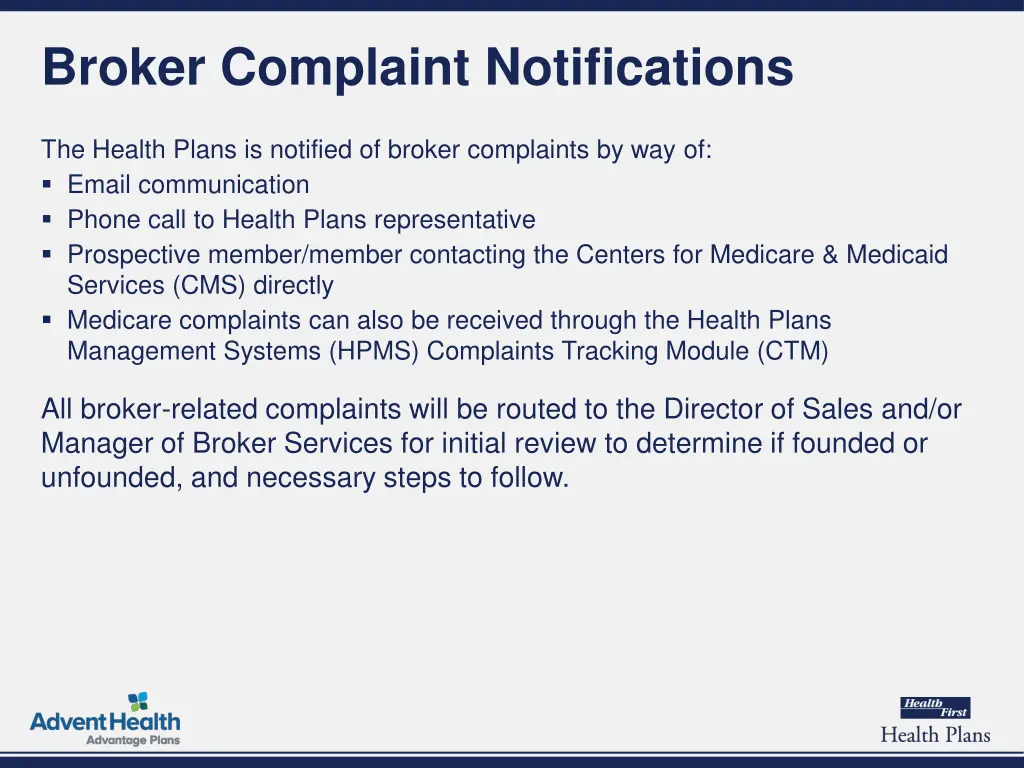 broker complaint notifications