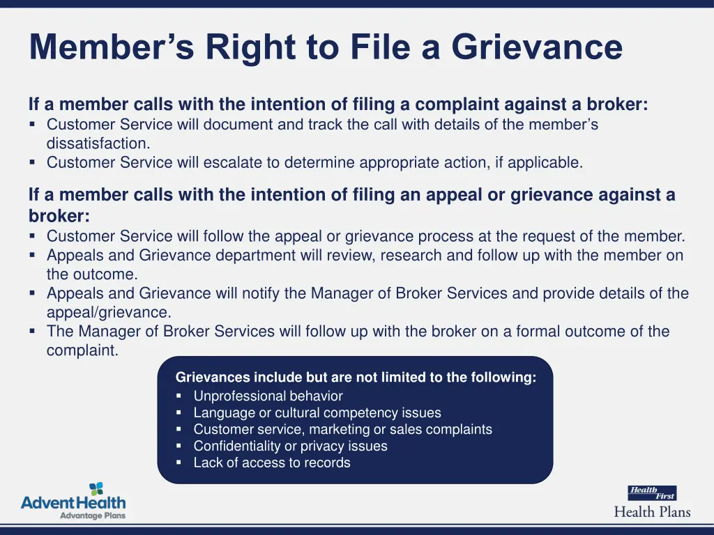member s right to file a grievance