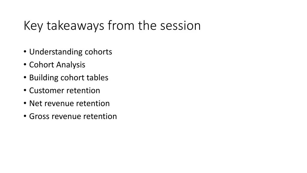 key takeaways from the session