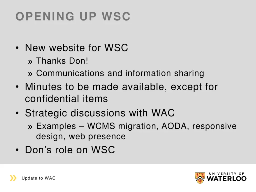 opening up wsc