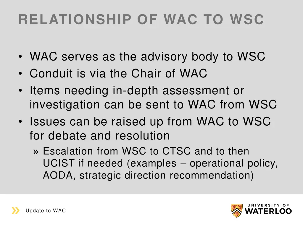 relationship of wac to wsc
