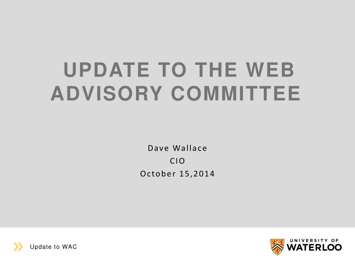 update to the web advisory committee