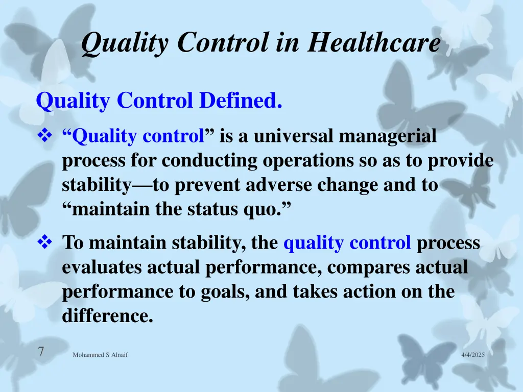 quality control in healthcare 4