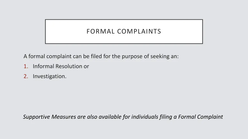 formal complaints