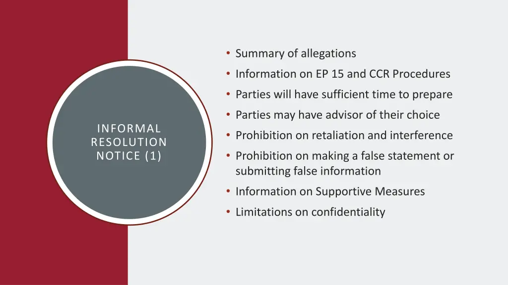 summary of allegations information