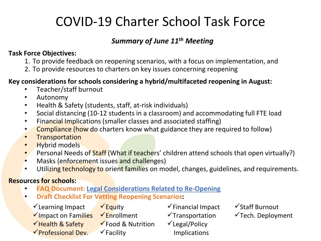 covid 19 charter school task force