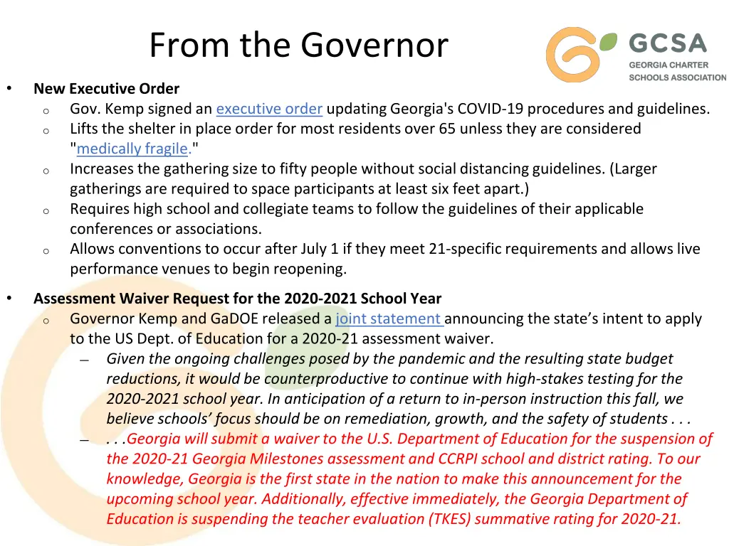 from the governor