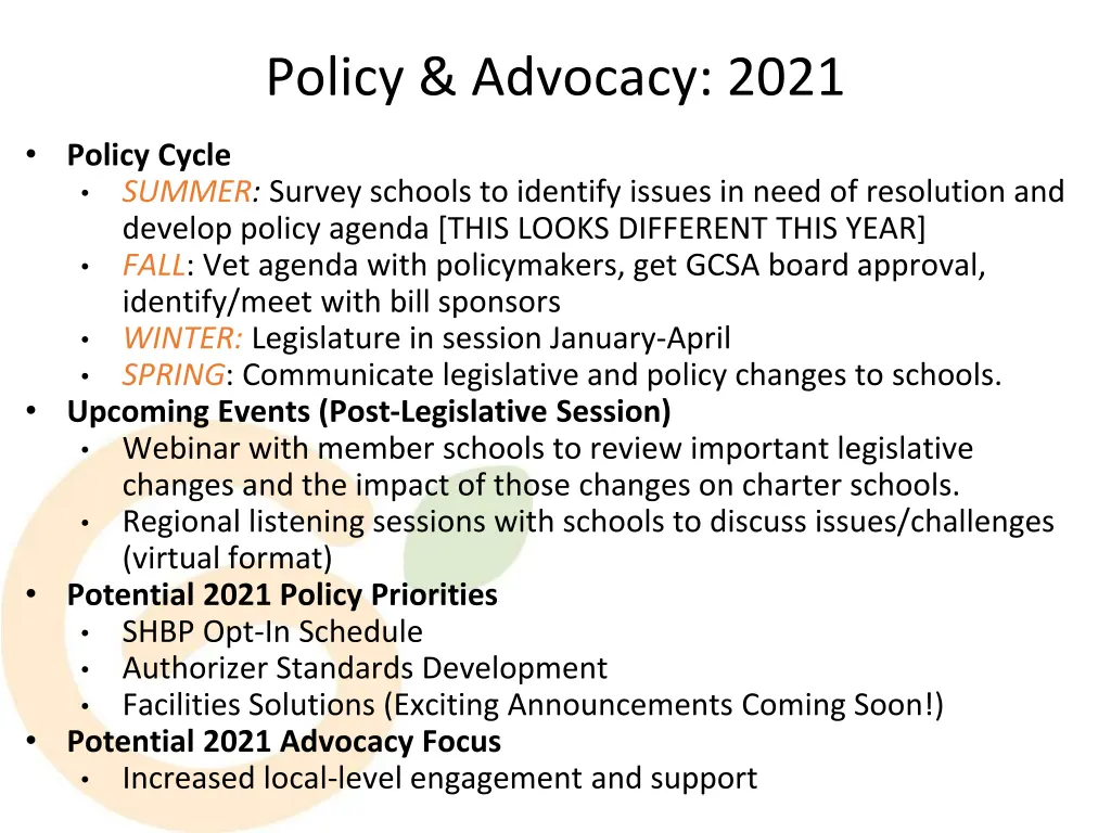 policy advocacy 2021