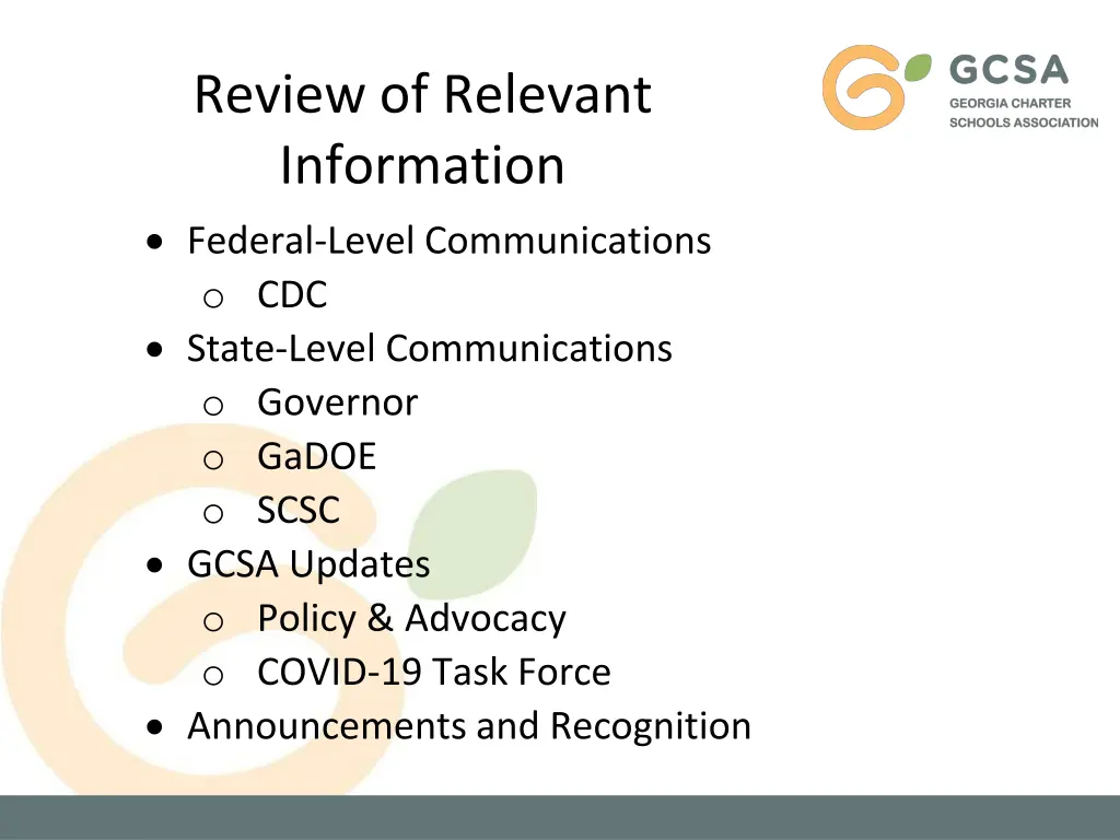 review of relevant information federal level