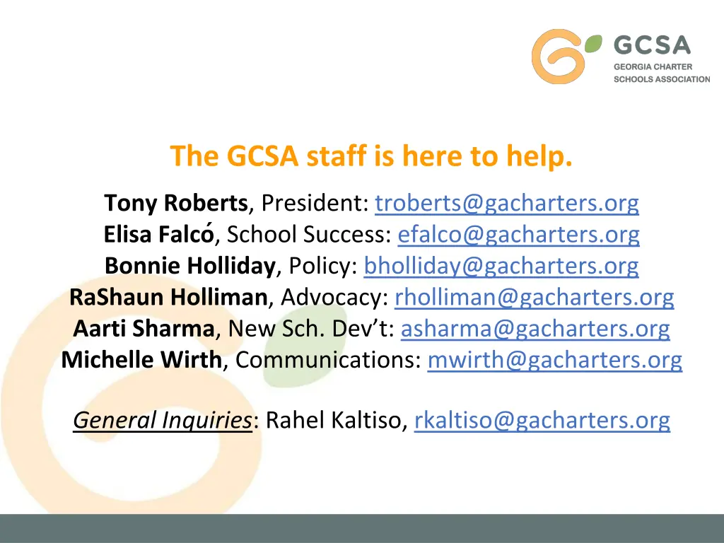 the gcsa staff is here to help