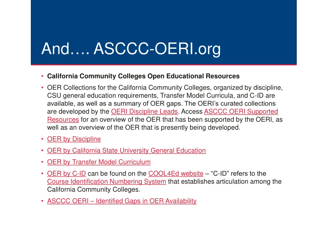 and asccc oeri org