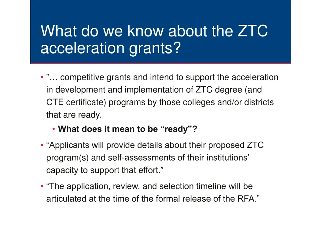 what do we know about the ztc acceleration grants