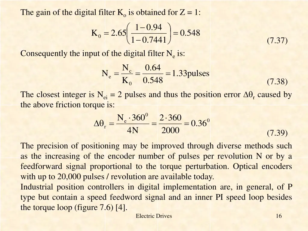the gain of the digital filter k o is obtained