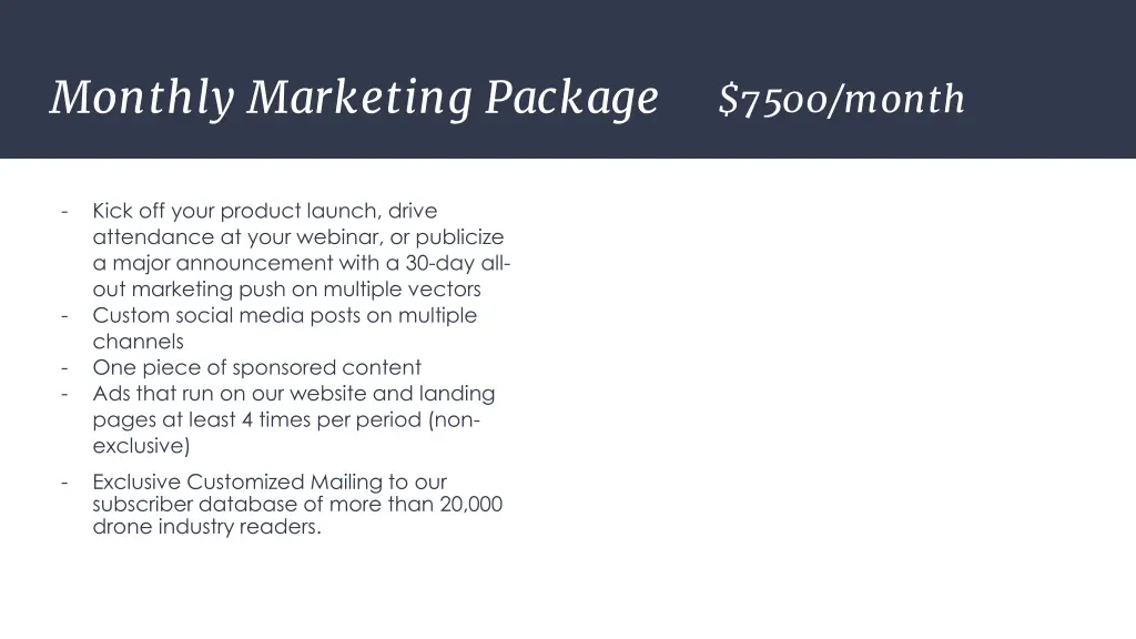 monthly marketing package