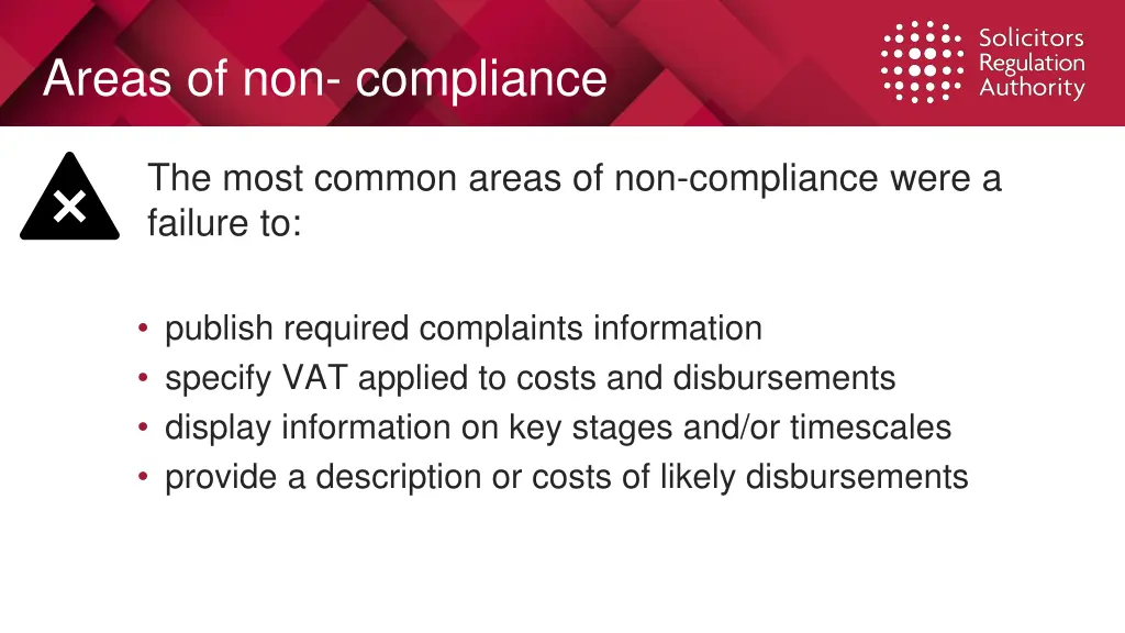 areas of non compliance