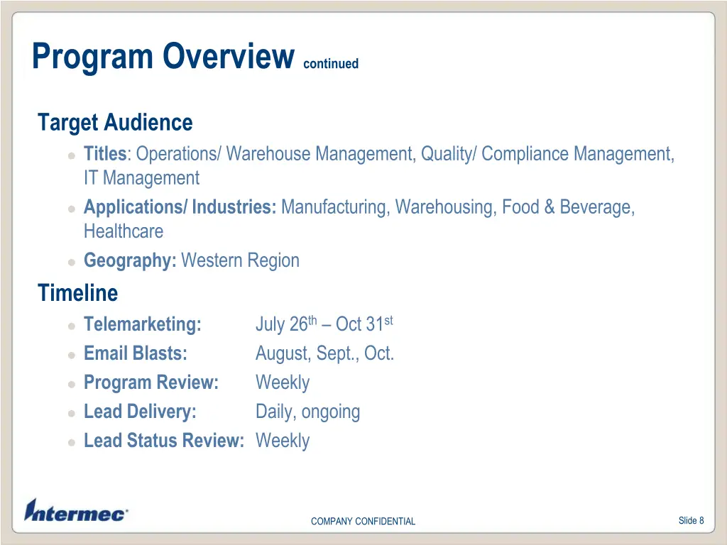 program overview continued