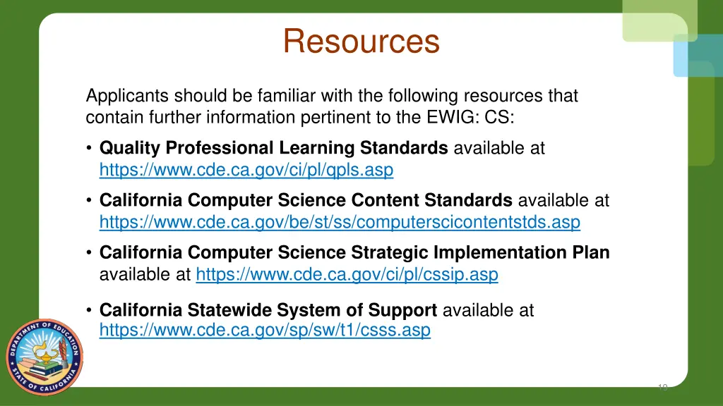 resources
