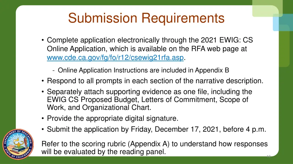submission requirements