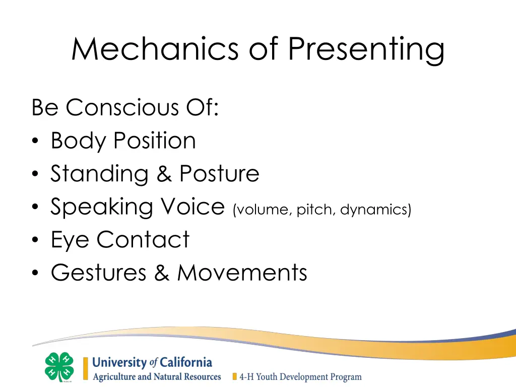 mechanics of presenting