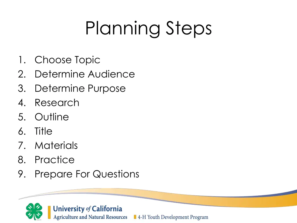 planning steps