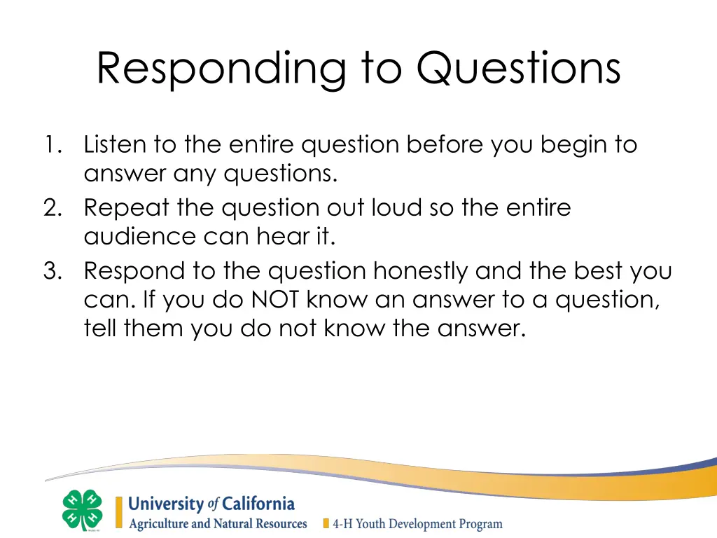 responding to questions